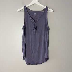 Soho New York & Company Jeans Purple Lace Up Soft Tank‎ Medium